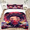 3pcs Anime Character Kamado Tanjirou Printed Quilt Set - Includes 1 Quilt Cover and 2 Pillowcases, Machine Washable - Suitable for All Seasons.C0