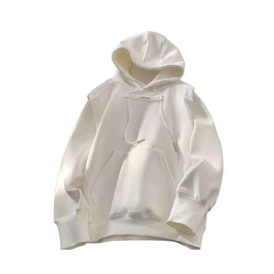 Осенняя мужская толстовка с капюшоном и защитой шеи, с капюшоном, большим карманом, эластичными манжетами и подолом, пуловер для спорта, фитнеса, путешествий, школы, топ XXXL белый