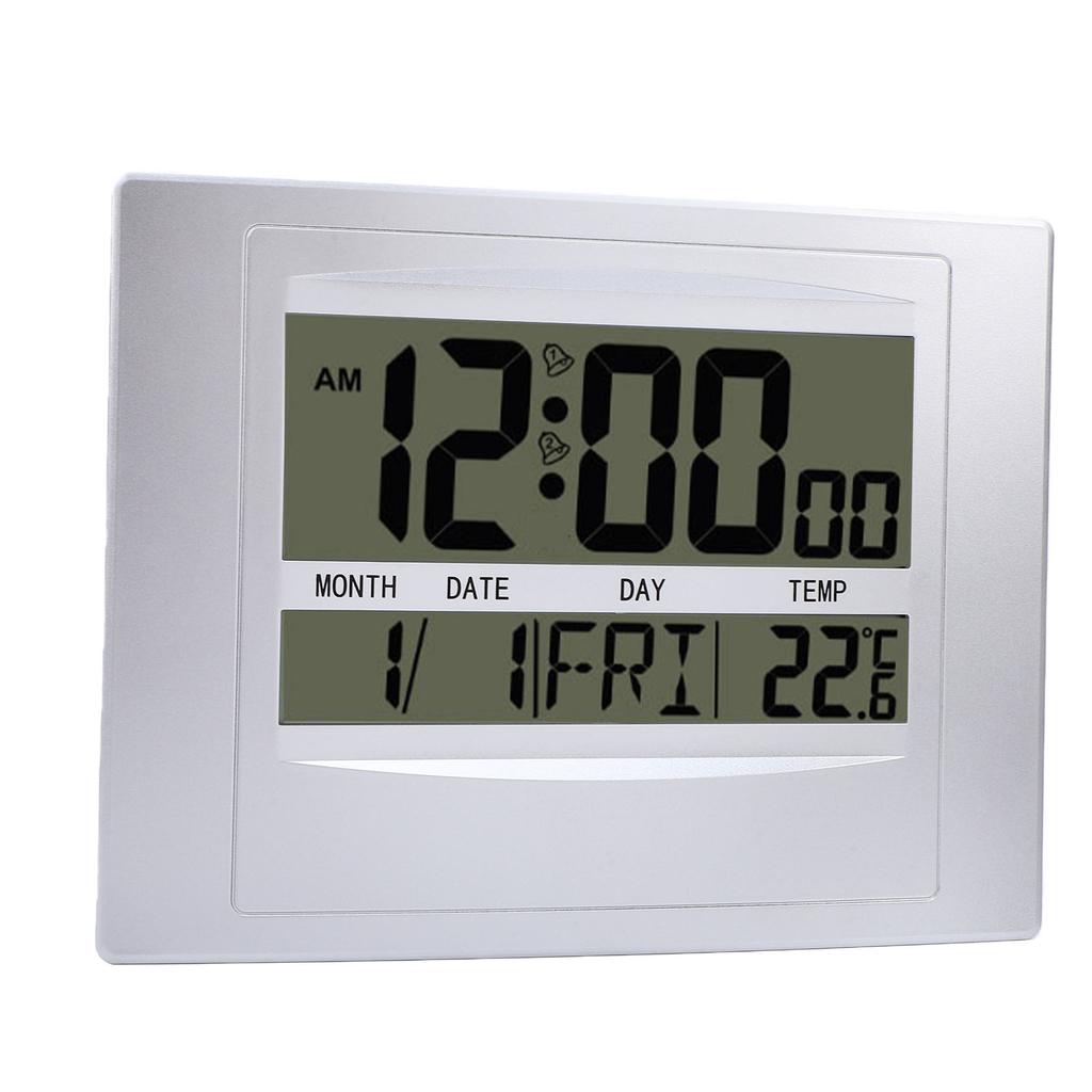 Digital Calendar Clock Large Display Electronic Temperature Meter Silent Alarm Clock for Bedroom Living Room