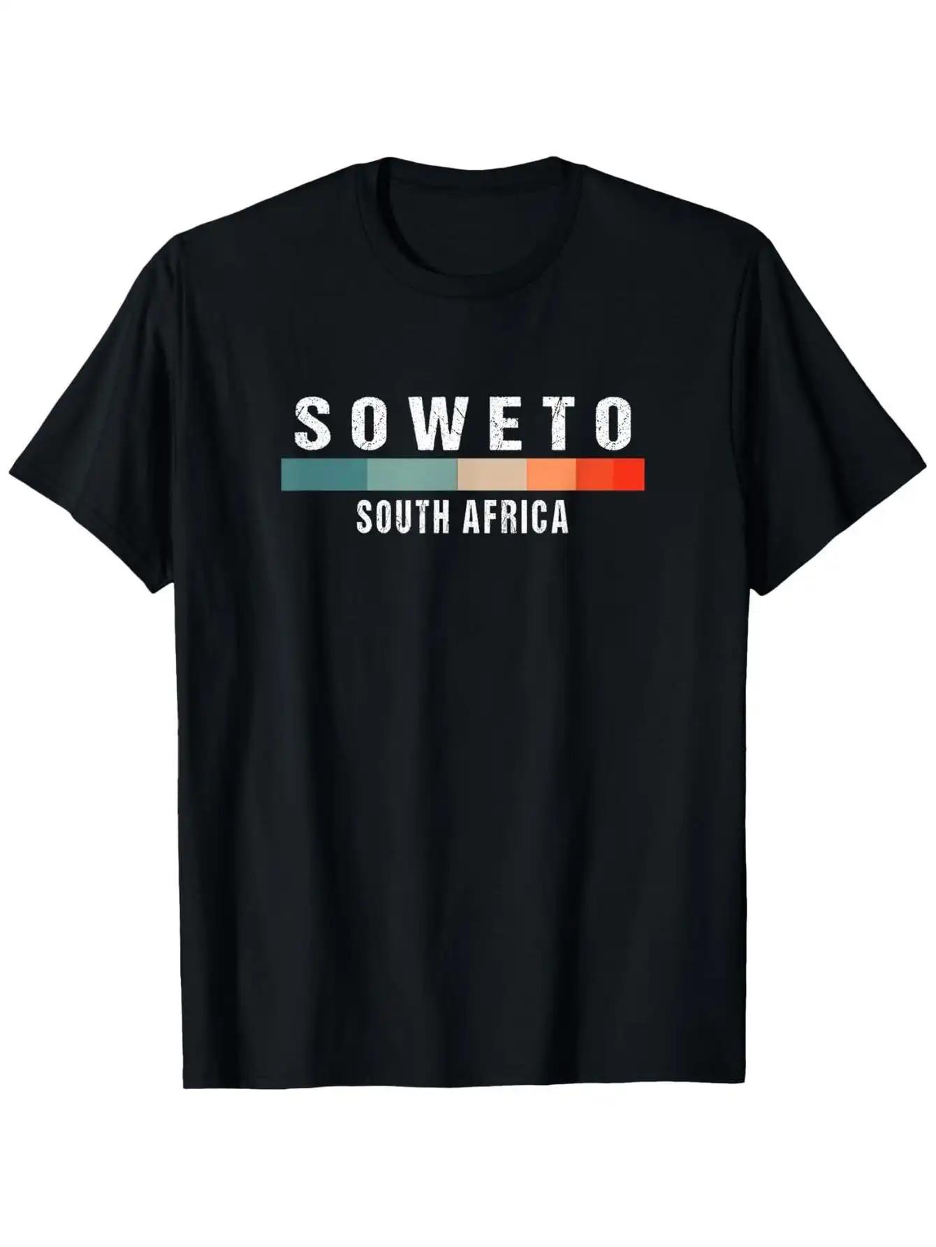 South African Soweto Pattern T-Shirt - 50% Cotton 230g Crew Neck Short Sleeve T-Shirt with Bold African Print S