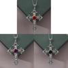 Gothic Rose Cross Pendant Necklace With Alloy Lockbone Chain For Women