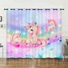 Curtains Cartoon Unicorn Decorative Sunshade Digital Printing Curtains Blackout Free Punching