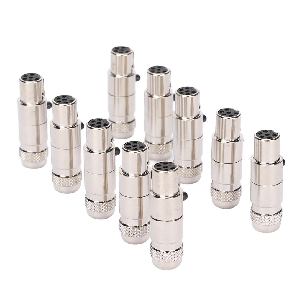 10 Pcs XLR Female Head Mini Full Metal 6 Pin Female Connector for Microphone Cable Interface