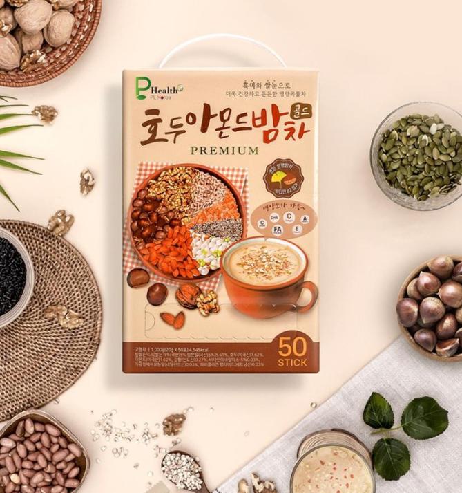 Walnuss Mandel Kastanie Tee Gold 50 Beutel Koreanischer Traditioneller Nuss-Korn-Tee