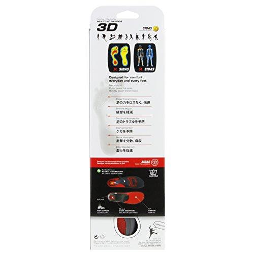 SIDAS All-Round Cushion 3D Insole, XL, Gray x Red, 20121564, Size XL (28.5cm-29.5cm)
