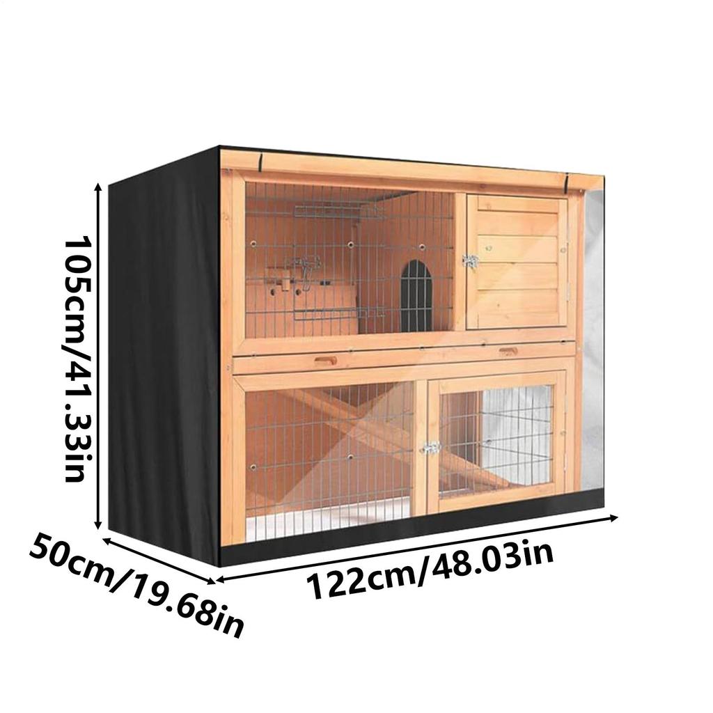 Double Rabbit Cage Dust Cover Oxford Cloth Outdoor Crate Cover Zippered Rabbit Habitat Waterproof Pet Winter Protection Supplies