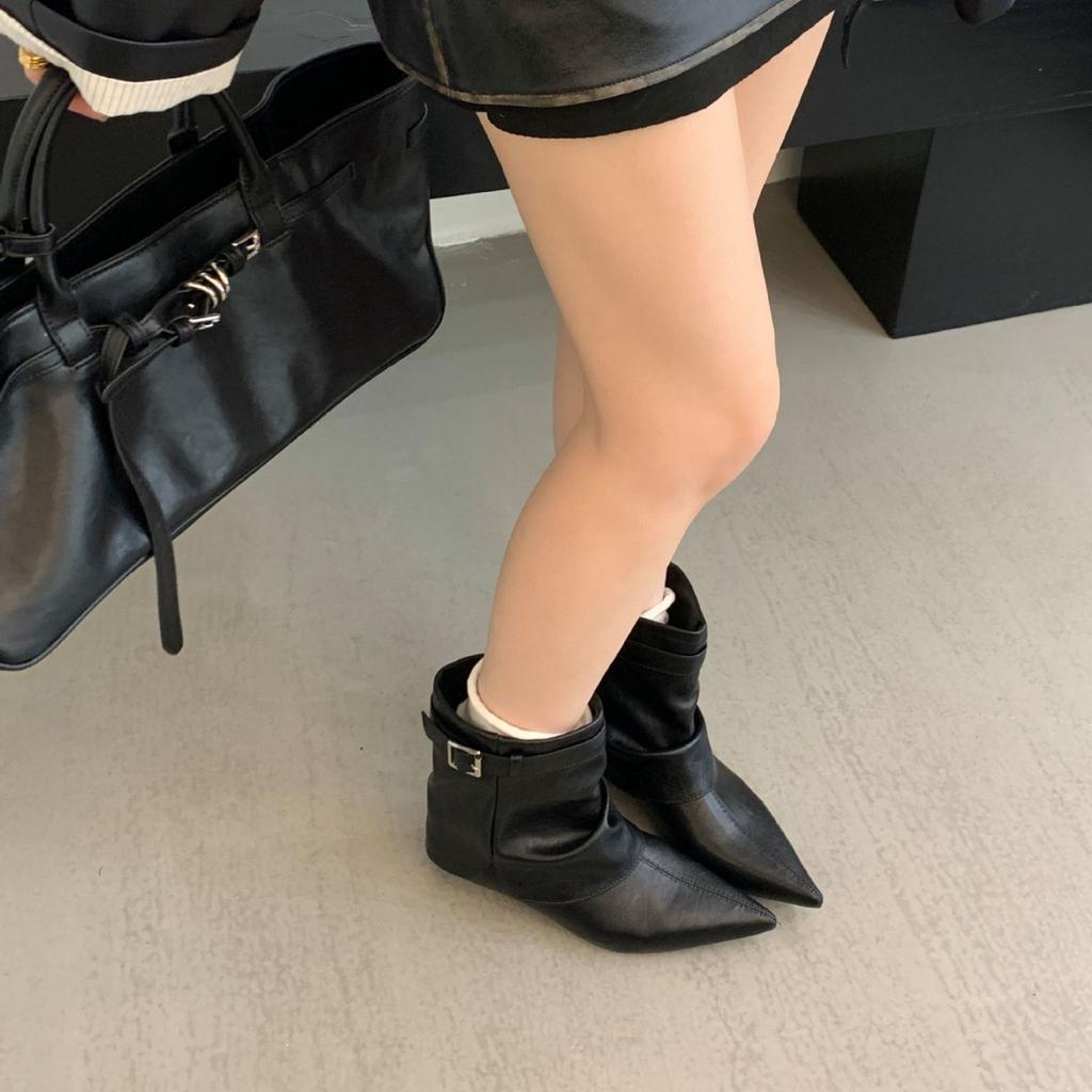 Damenstiefel mit Innensohle, Retro-Dunkel, Kurze Stiefel, Ritterstiefel, Martin-Stiefel, Herbst-Neu, Spitz, Kurze Stiefel, Westernstiefel