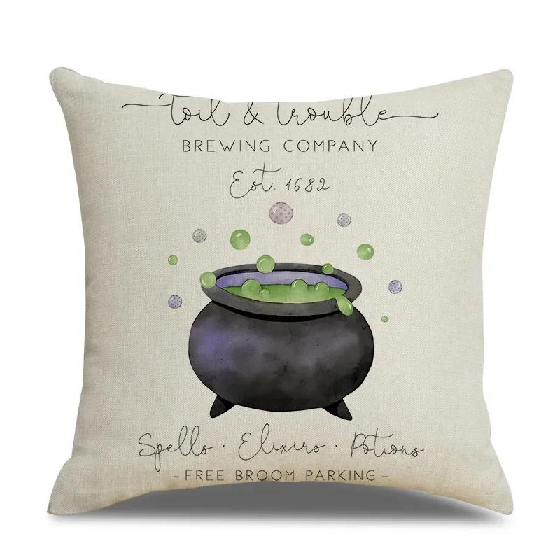 45x45cm Halloween Pillowcase Single Linen Pillowcase Waist Pillowcase for Living Room Sofa Car Home Decor