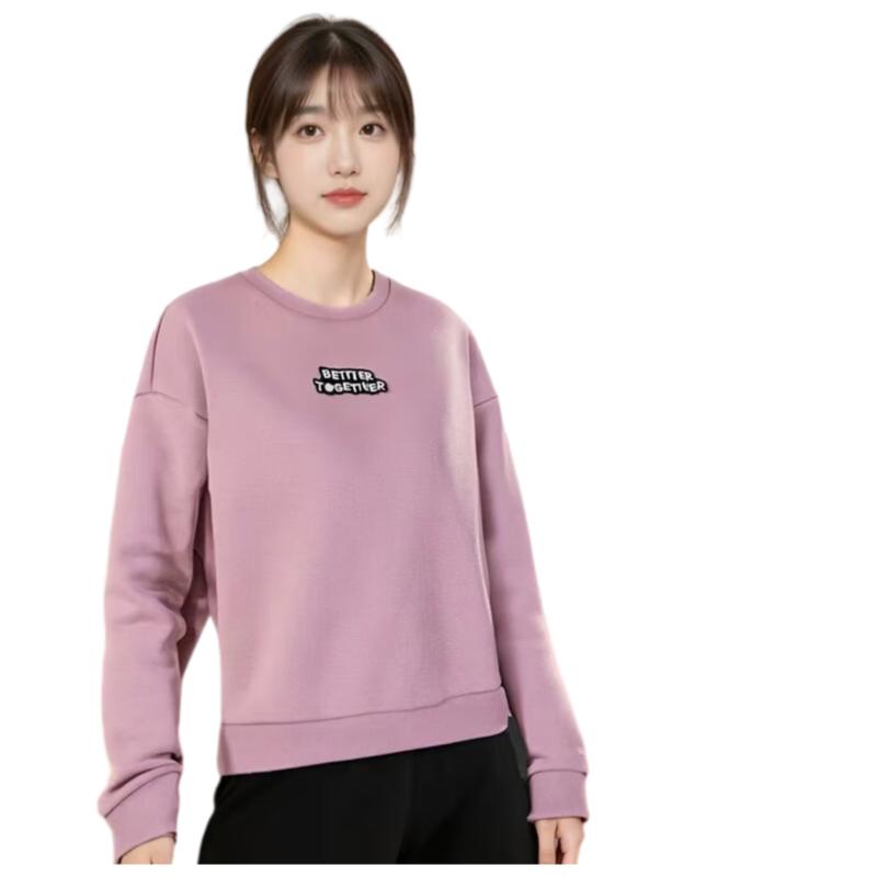 adidas Women's Crewneck Pullover Hoodie Purple Casual Sportswear