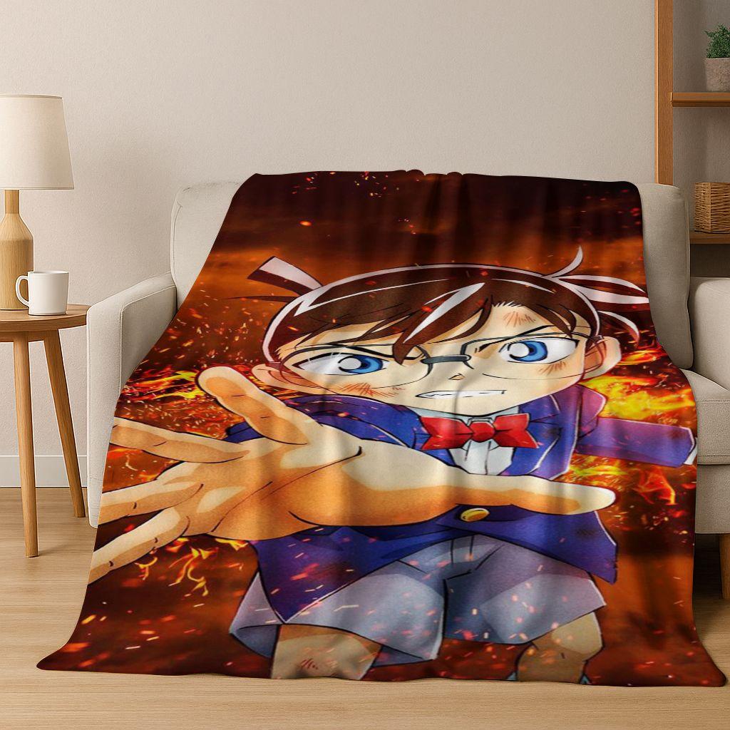 Retro Anime Detective Conan Cartoon Flannel Blanket,Warm and Cozy Soft Throw Blanket for Home Bedroom Bed Sofa Picnic Cover Kids