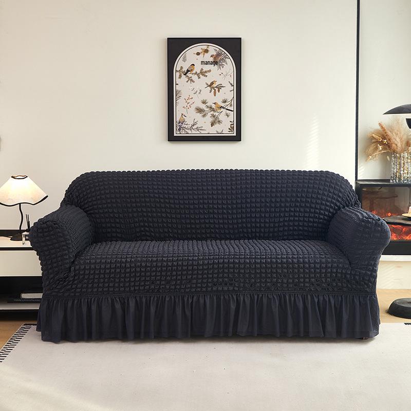 Universal Elastic Sofa Cover: Solid Color, Cross-Border Gauze Skirt, All-Season, Thickened Protection