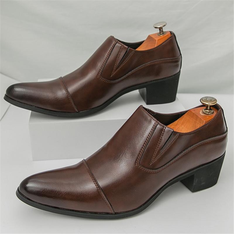 New British Gentleman Pointed Chelsea Business Height Increasing Shoes For Men Dress Wedding Prom Homecoming Footwear