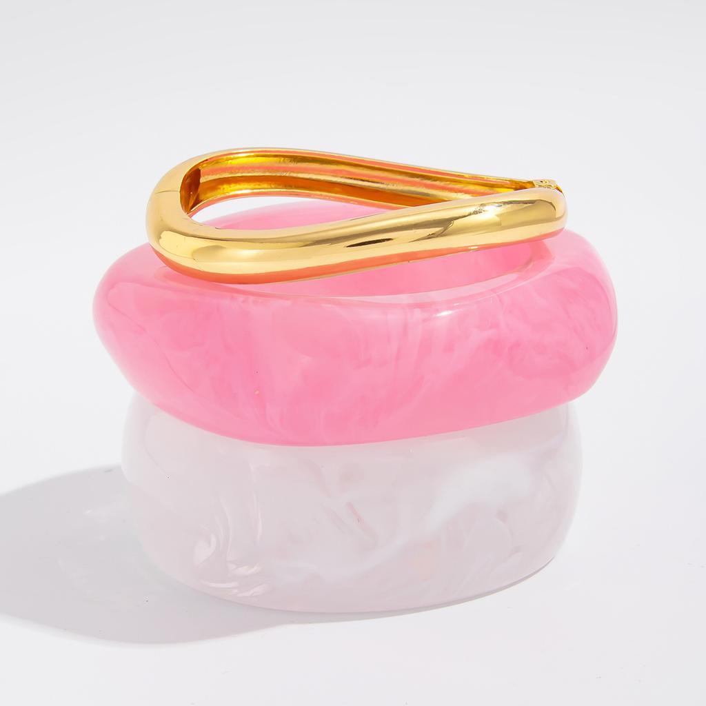 Ins Sweet Cool Style Pink Polygon Bracelet Artistic Retro Round Gradient Wide Version Wristband