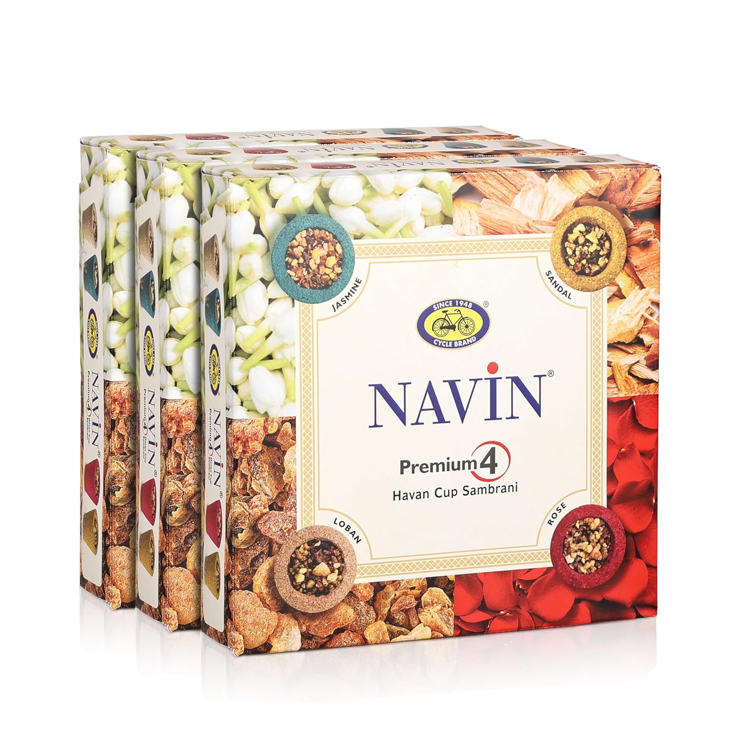 

Cycle Pure Navin Premium 4-в-1 Чашка для Хавана Самбрани Упаковка из 3 X 12 Чашек Жасмин Сандал Роза Гуггул