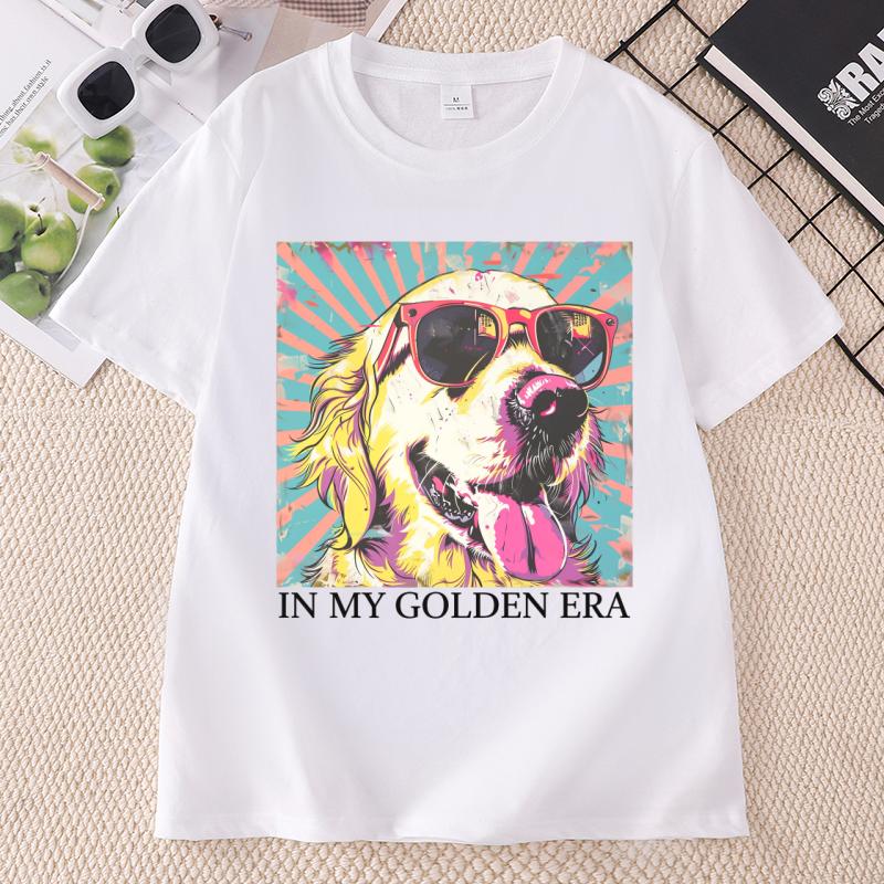 In My Golden Retriever 70s Era T Shirt Goldie Dog Mom TShirt Retro Dad Mama Tshirt Unisex Short Sleeve Round Neck Tshirts