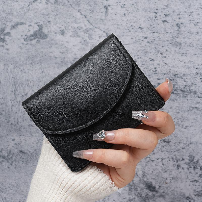 Korean Ins Style Short Small Card Holder  Portable  Compact  Solid Color  Simple Girl  New Pu Leather Id Coin Purse