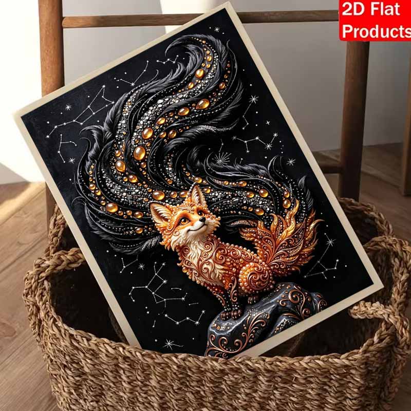 Pearl Painting Set 5D Pearl Mosaic Art Style Mystical Fox Galaxy Constellation Home Wall Decoration.