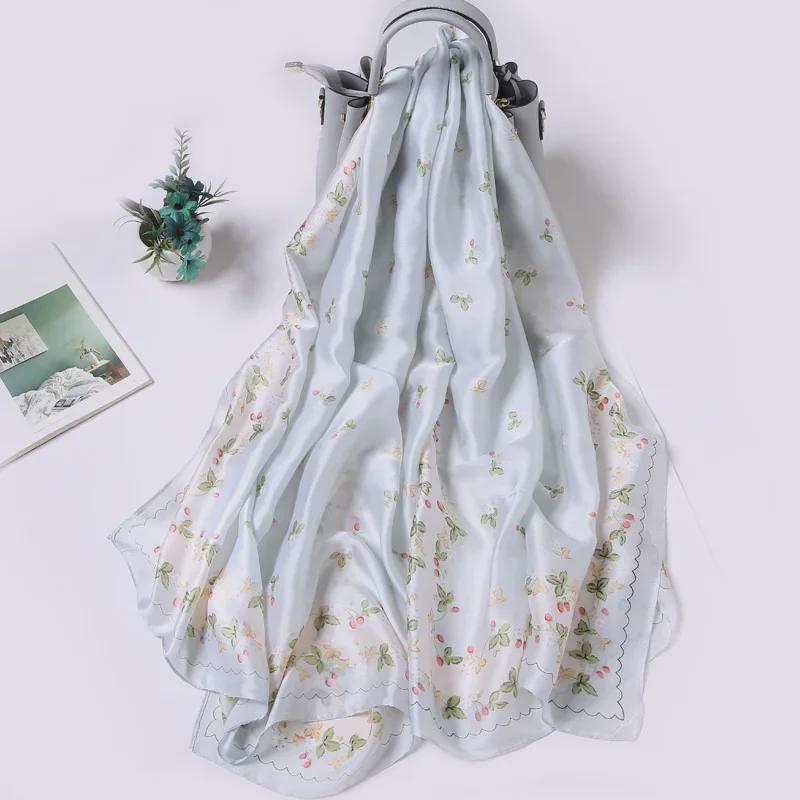 Women's High-Quality Satin Silk Scarf with Printed Design – Versatile for Beach Towel, Sun Protection, or Shawl.