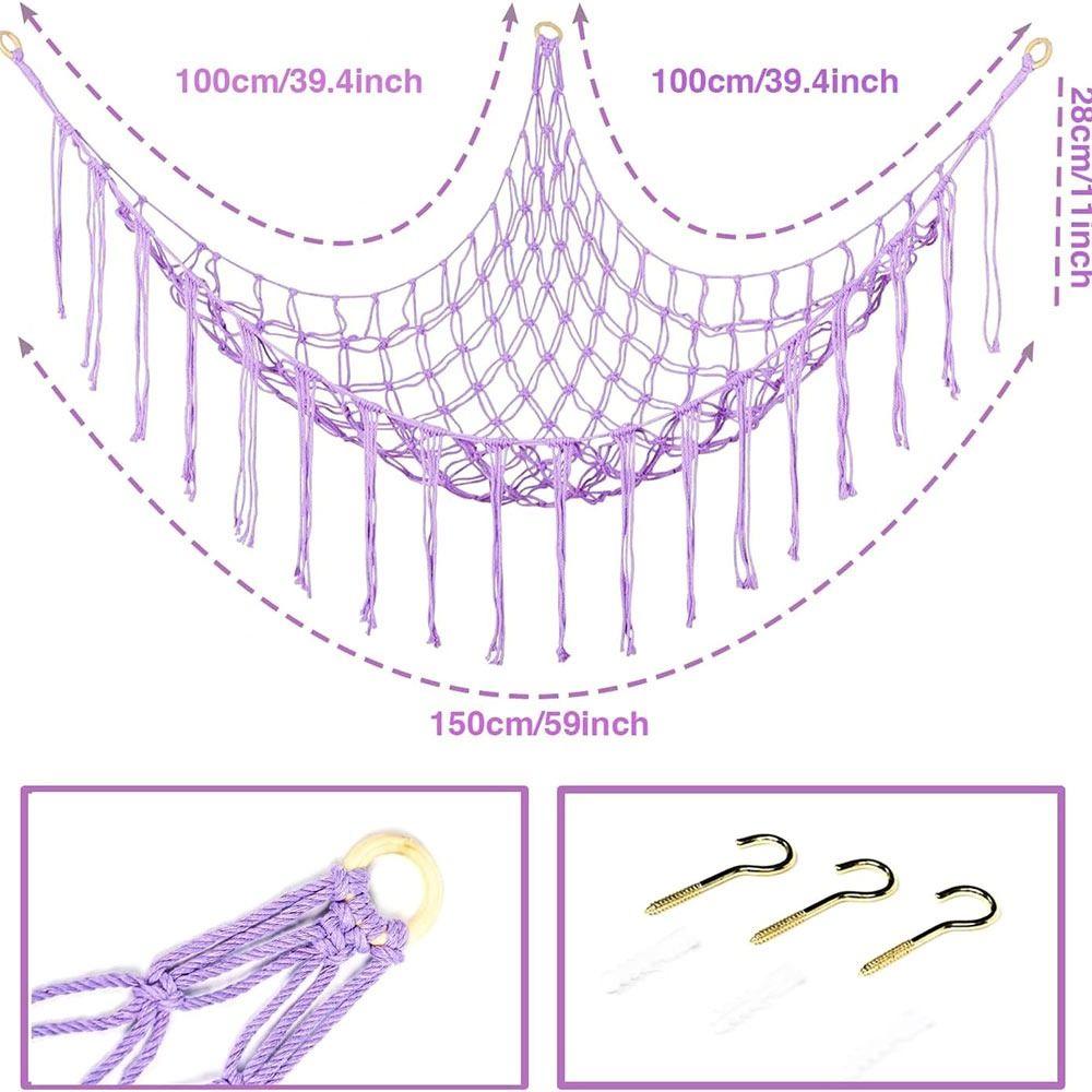 Wall Corner Hanging Storage Net Organizer Woven Triangle Toy Net Creative Mesh Hammock
