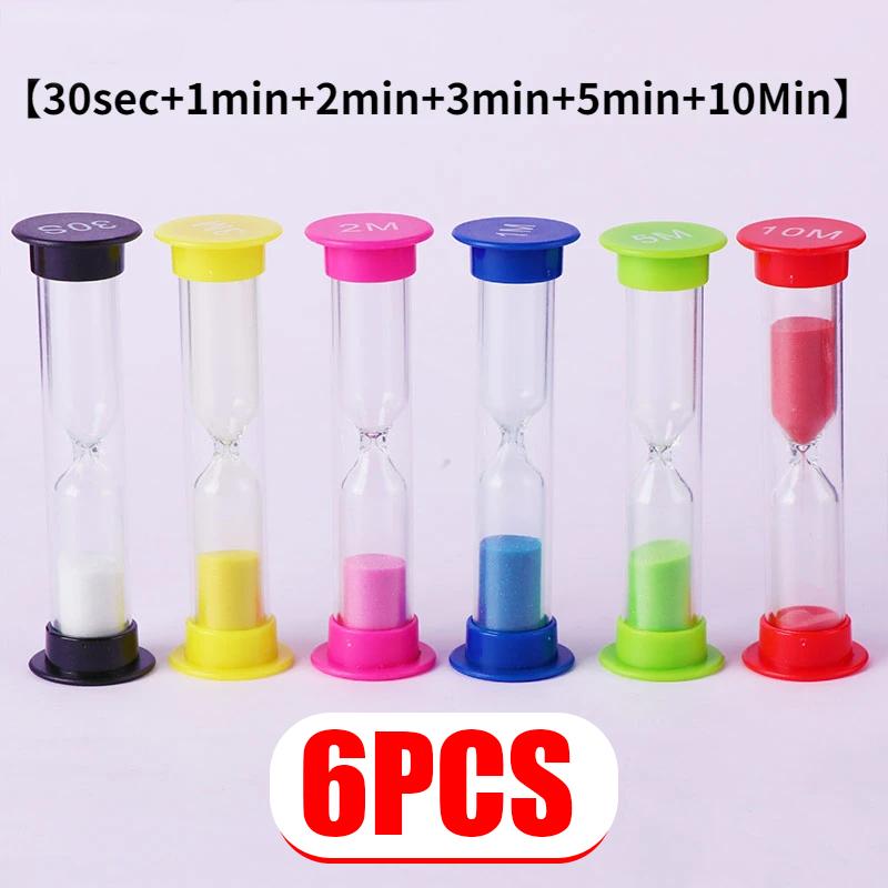 6 Pieces/set Hourglass 30S/1/2/3/5/10 Minutes Sand Table Children Brushing Teeth Cooking Home Garden Decoration Clock Timer