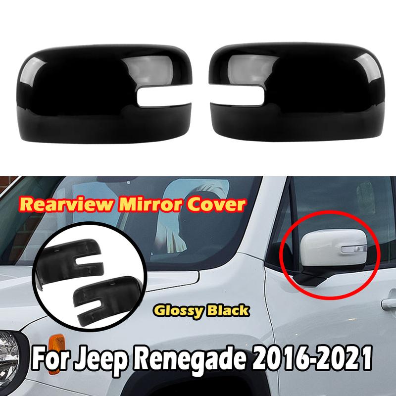Glossy Black Left Right Side Mirror Cover Cap Door Wing Rearview Mirrors Cover for Jeep Renegade 2016 2017 2018