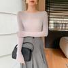 2025 Women's 100% Wool Seamless Slim Fit One-Shoulder Fine Knit Sweater, Machine Washable, 18 Gauge Yangzi Yarn