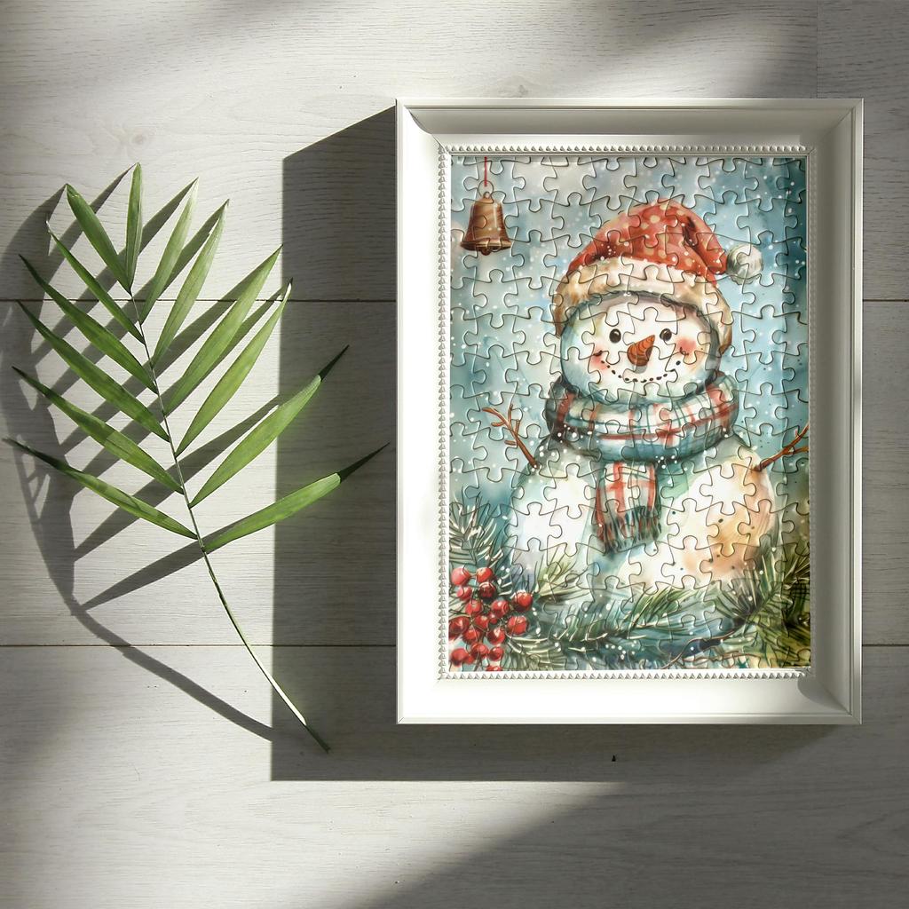 MISITU Mikro-Puzzleteile Puzzle, 150 Teile, Puzzle-Postkarte, Landschaft, Weihnachtsgeschenk, Geburtstag, Stilvolle Einrichtung, Baum, Rentier, Schneemann (15 x