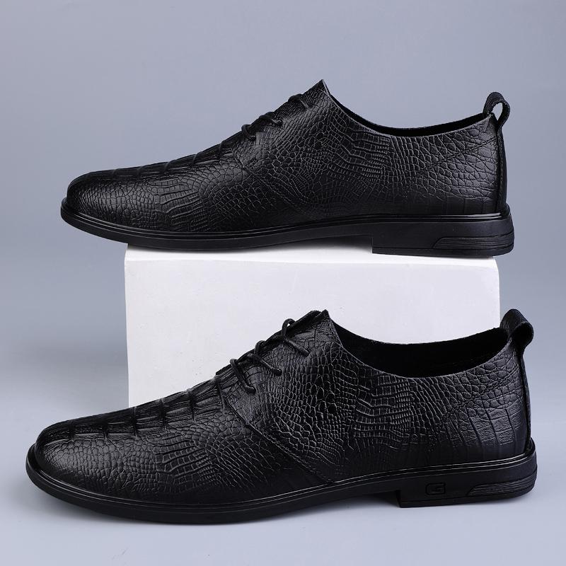 Fashion Casual Leather Oxford Shoes for Men Business Dress Shoes All-Match Comfortable Formal Dress Footwear Male Derby Shoes Sneakers