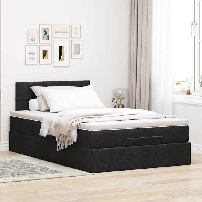 Maison Exclusive - Lit ottoman avec matelas noir 120x190 cm tissu