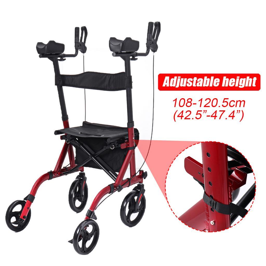 Black Elderly Walking Aid Stroke Hemiplegia Rehabilitation Equipment Handbrake Foot Brake 4 Unversal Wheels Adult Walker Leg Training