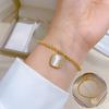 Titanium Steel Dongdaemun Personality Temperament Mori Cat'S Eye Square Round Bead Bracelet Female Retro Gui