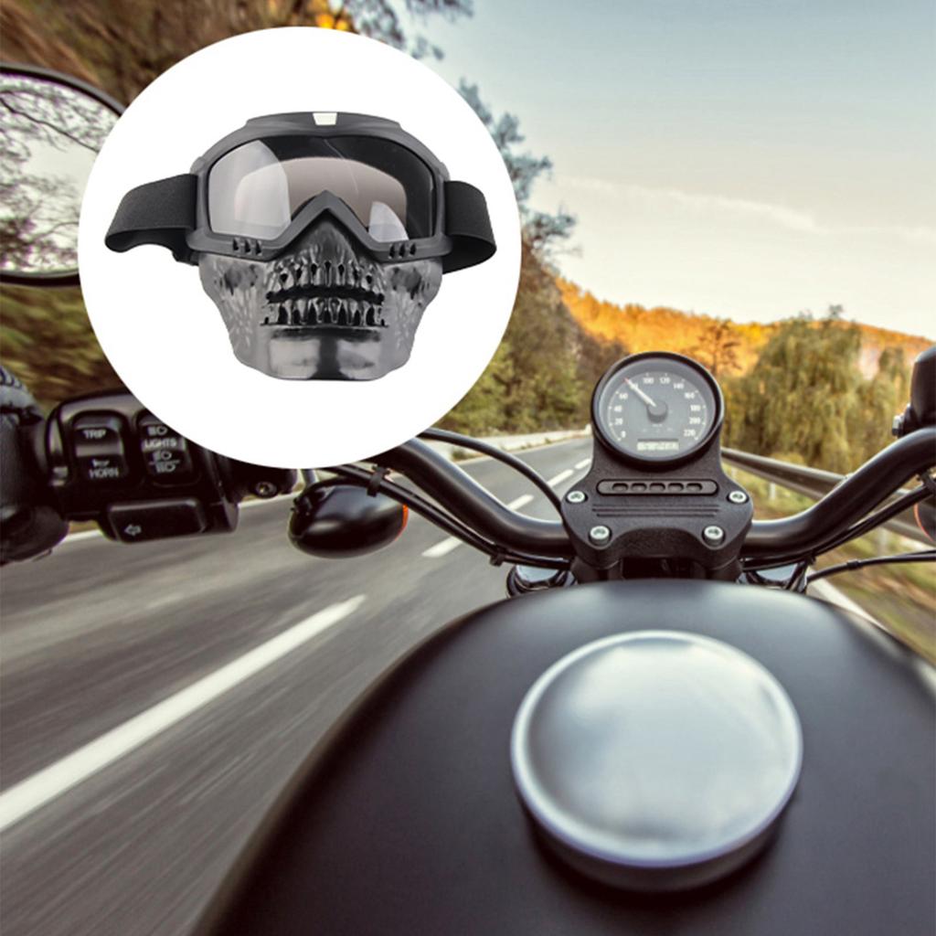 Outdoor Detachable Motorcycle Goggles Helmet Ski Sports Motorbike Racing Glasses (Black)