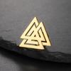 Vintage Triangles Brooch for Women Men Odin Knot Valknut Symbol Pin Stainless Steel Norse Myth Jewelry Amulet Talisman