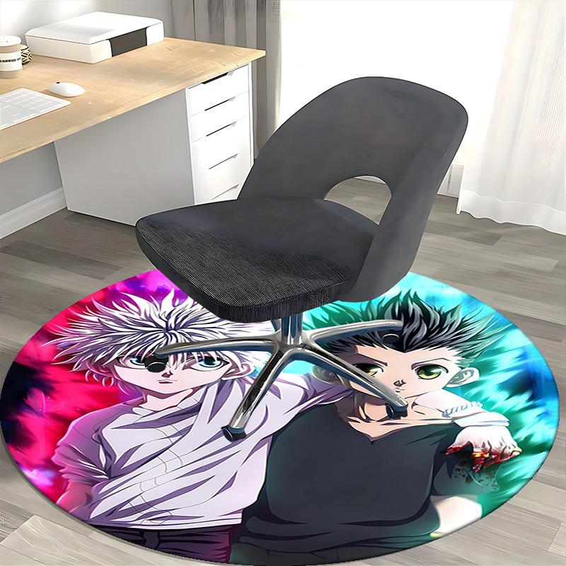 1pc Hunter X Hunter Killua & Gon Round Carpet - Anime Cartoon Design Office Chair Mat