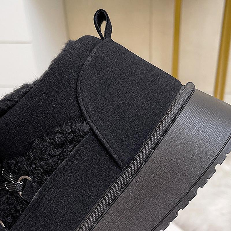 Women's Winter Thick Bottom Lace Up Snow Boots Round Toe Comfortable Short Fashionable Ankle Boots Women