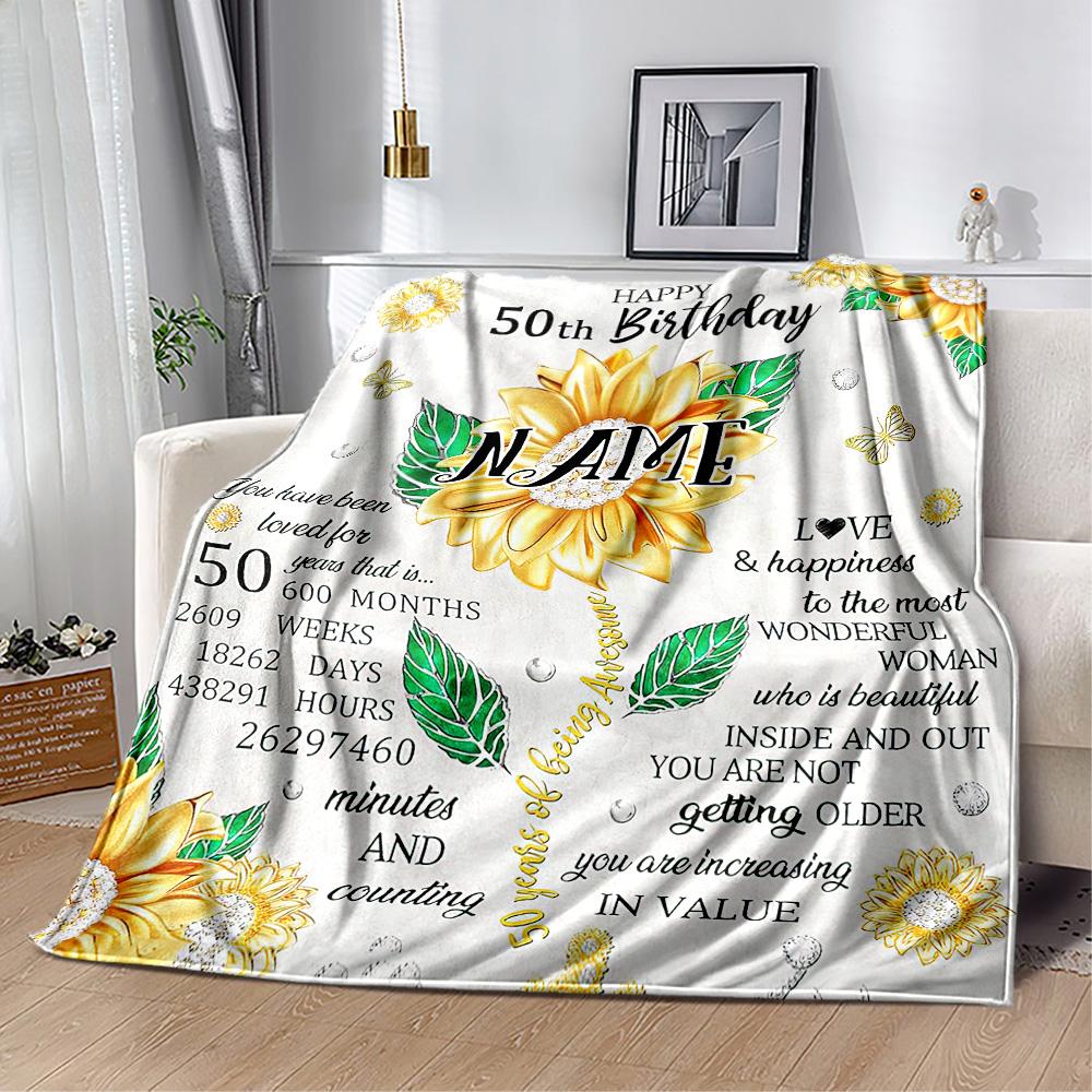 Birthday Style Customize Your Name Blanket Cozy Customizable Blanket Ultra-Soft Versatile for Nap Living Room Livingroom Chair All-Season Use