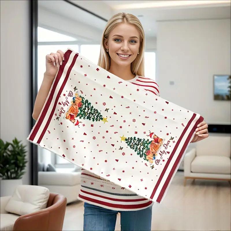 Durable Christmas Kitchen Dishcloth Towel Decorative Quick-drying Christmas Cute  Dish Cloth Hand Towel Kitchen Cleaning