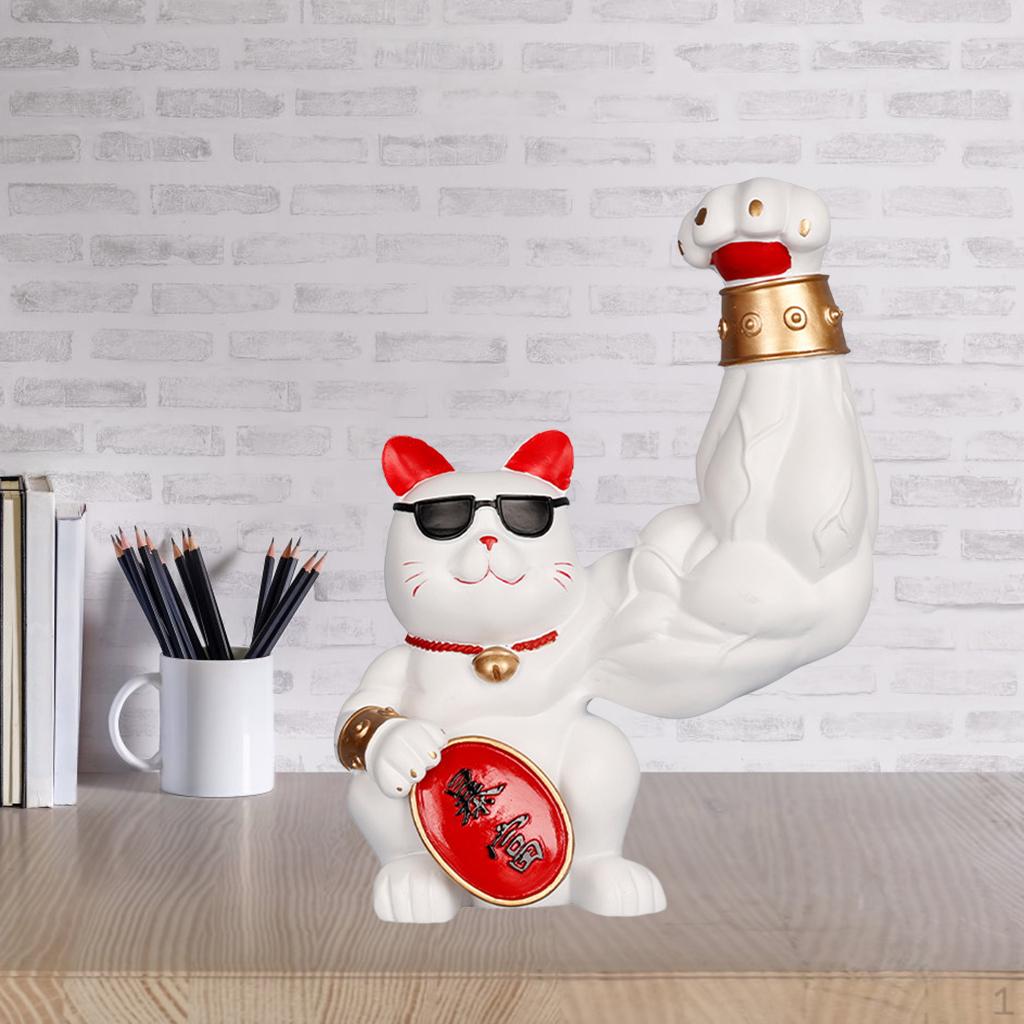 Prunkstück Reichtum Wohlstand Skulptur Winke-Katze Figur Große Arm-Dekoration für Aufbewahrungsbox Theke