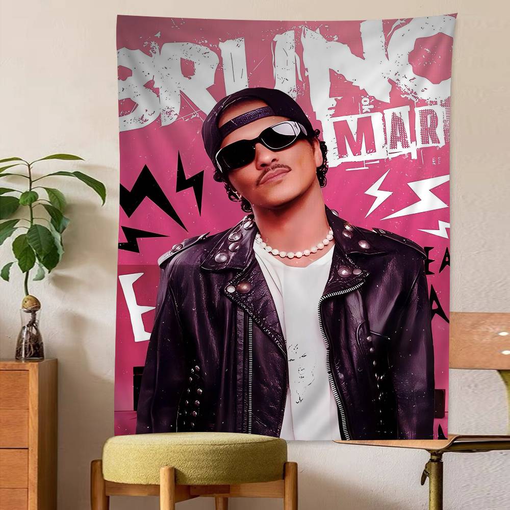 B-Bruno Mars Cantor Estampado Grande Tapeçaria de Parede Pendurada Tarot Hippie Tapetes de Parede Arte de Dormitório Decoração de Casa