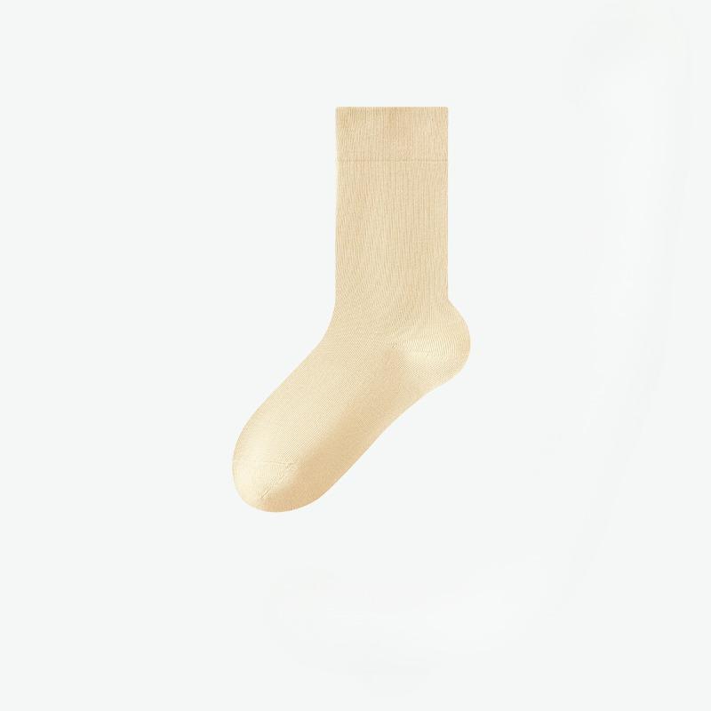 Female Spring and Autumn Pure Cotton Pure Color Antibacterial Deodorant Comfortable Boneless Tube Moon Socks