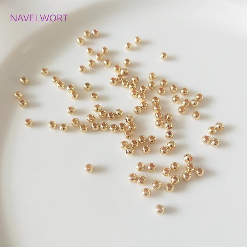 18K Gold Plated 2mm-6mm Round Spacer Beads For Bracelet Making,Beads Separators,Brass Beads For Jewelry Making,DIY Accessories