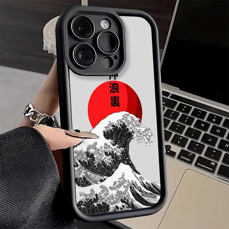 Phone Case for iPhone 17 Air 16E 15 16 Pro Max Japanese Wave Kanagawa Surfing Cover 14 Plus 13 12 Mini Soft Shell Silicone Funda