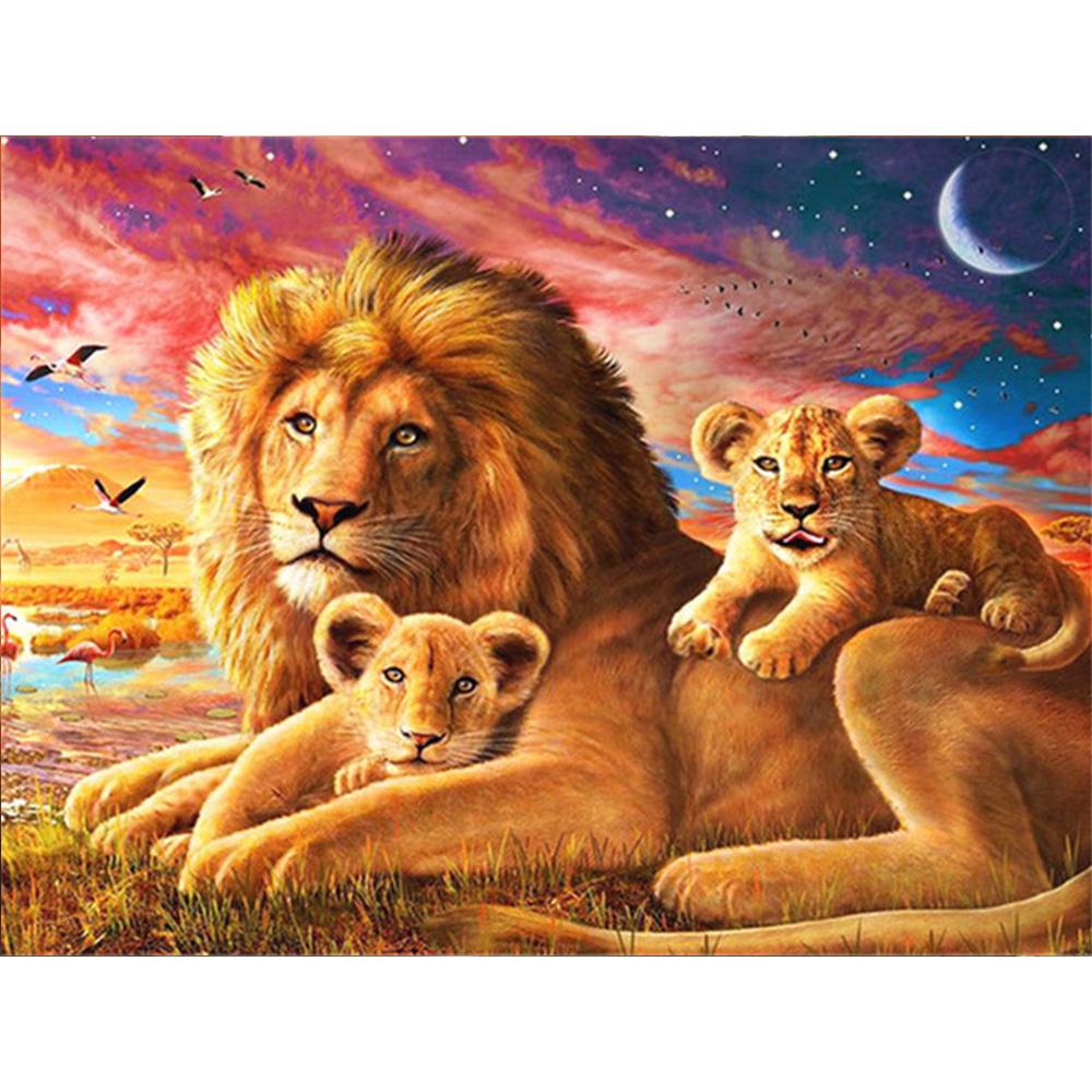 Volle quadratische/runde Diamantmalerei Tier Löwe Strasssteine ​​5D DIY Diamantstickerei Verkauf Sternenhimmel Mosaik Wandkunst