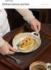 Retro Hand-Brushed Coarse Pottery Salad Plate: High-Style Tableware for Home and Homestay.