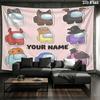Among Us Custom Name Wall Tapestry Aesthetic Wall Hanging Printed Fabric Blanket Decorative Tapestries for Bedroom Living Room Home Decor