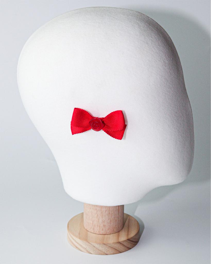 Lovuee Frost Rose Earrings Red Wide Ribbon