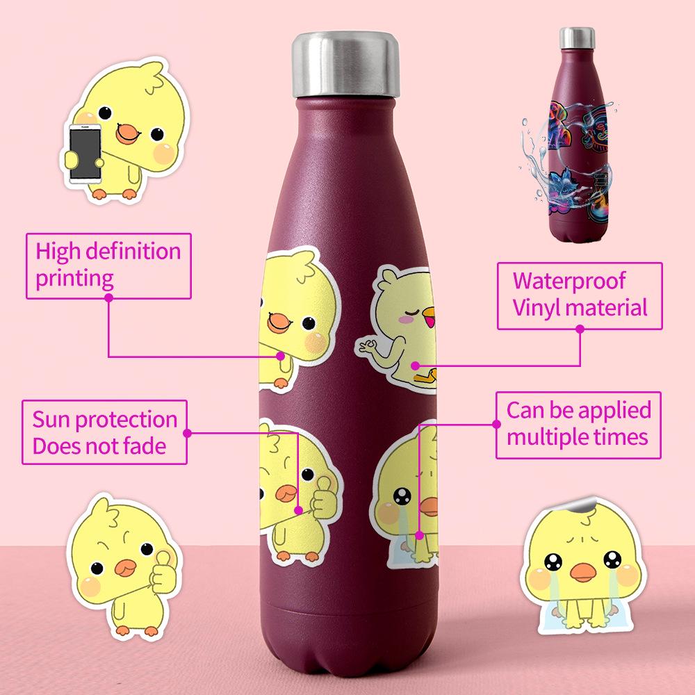 50PCS Cute Yellow Duck Animal Stickers for Water Bottles, Laptops, Suitcases, and Phones - Creative DIY Accessory