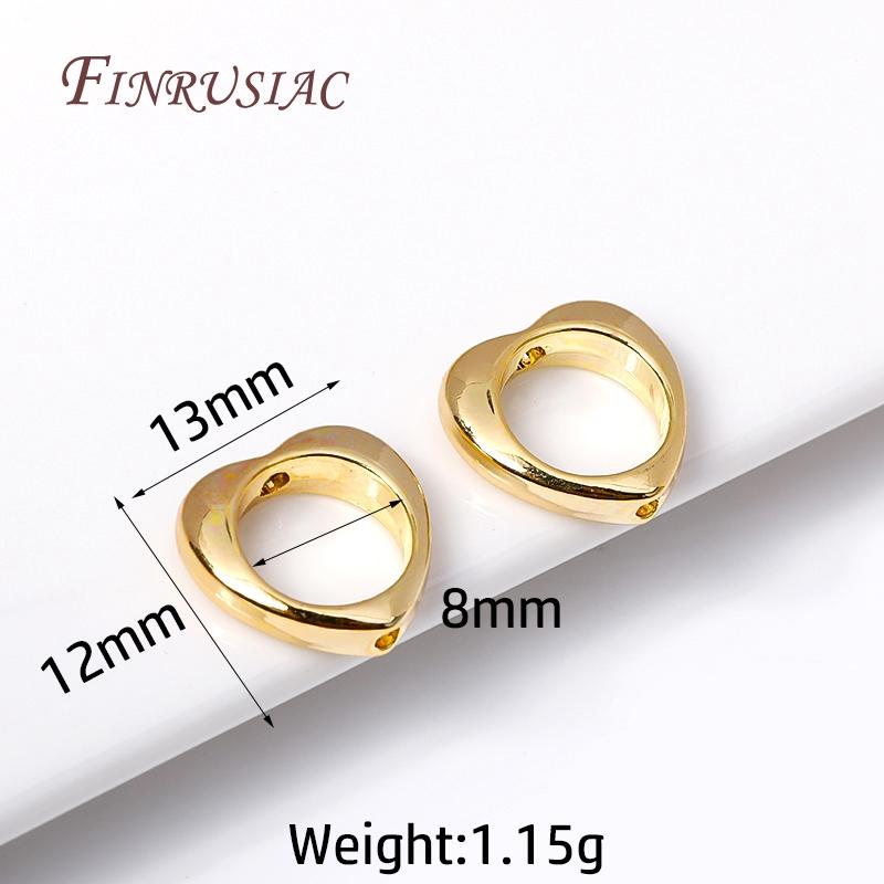18K Gold Plated Heart Frame Beads Spacer Connectors Through Hole Bead Circle DIY Bracelet Earrings Beading Jewelry Making