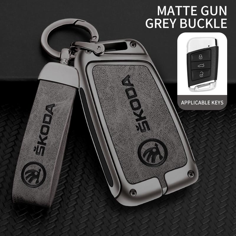 2025 New Zinc Alloy Car Smart Remote Key Fob Case Cover Protector Shell For Skoda Superb A7 Karoq Kodiaq 2020 2021 Keychain Acce