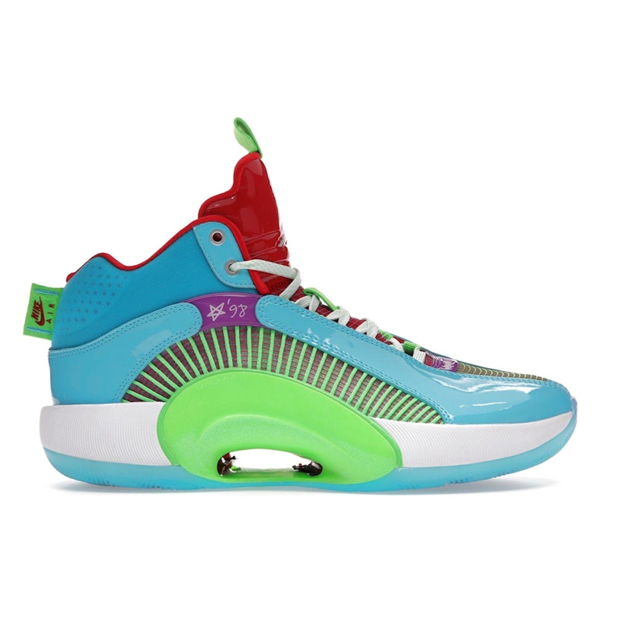 Jayson Tatum x Air Jordan 35 PF GS Greatest Gift Scarpe da ginnastica per bambini Blu Blu-Fury Verde-Spark DJ9884-400 cm